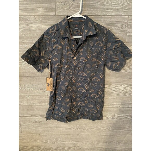 beach & barn button down shirt Surf 'n‎ Turf Woven Shirt Seafarer - size Small - Picture 2 of 8